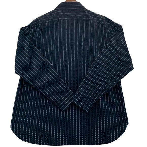 MICHAEL KORS Mens Blue and White Striped Dress Shirt Button Down Long Sleeve XL - Picture 10 of 11